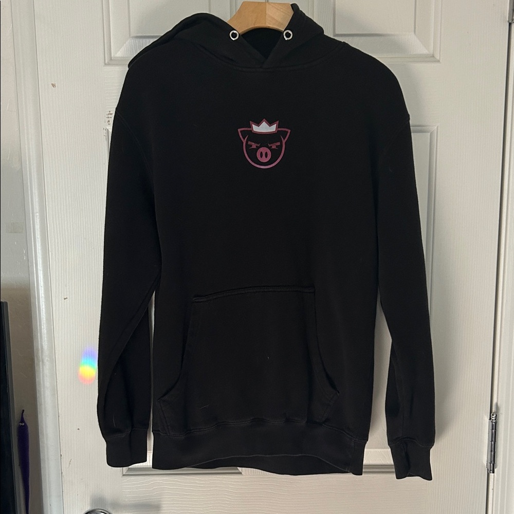 Black Hoodie with Red Pig Logo